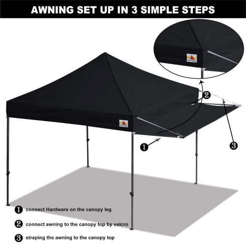  ABCCANOPY 10x10 Pop up Canopy Tent Instant Shelter Commercial Portable Market Canopy with 4 Removable Zipper End Side Walls & Wheeled Bag, Bonus 4 Sand Bags & 23 Square Feet of Awn