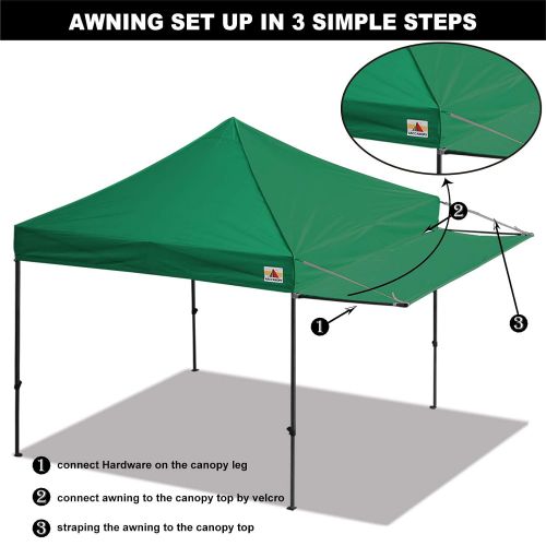  ABCCANOPY 10x10 Pop up Canopy Tent Instant Shelter Commercial Portable Market Canopy with 4 Removable Zipper End Side Walls & Wheeled Bag, Bonus 4 Sand Bags & 23 Square Feet of Awn