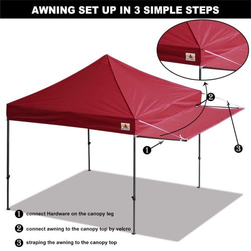  ABCCANOPY 10x10 Pop up Canopy Tent Instant Shelter Commercial Portable Market Canopy with 4 Removable Zipper End Side Walls & Wheeled Bag, Bonus 4 Sand Bags & 23 Square Feet of Awn