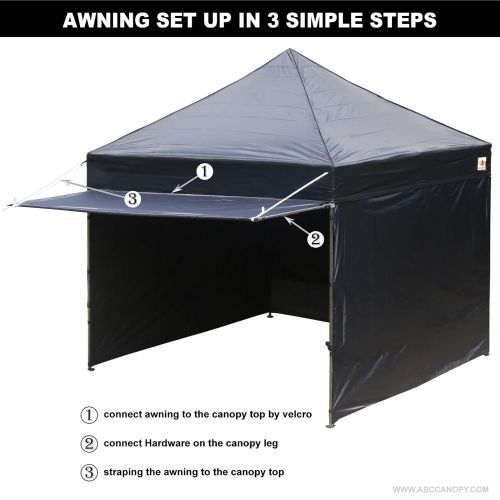  ABCCANOPY 10x10 Pop up Canopy Tent Instant Shelter Commercial Portable Market Canopy with 4 Removable Zipper End Side Walls & Wheeled Bag, Bonus 4 Sand Bags & 23 Square Feet of Awn