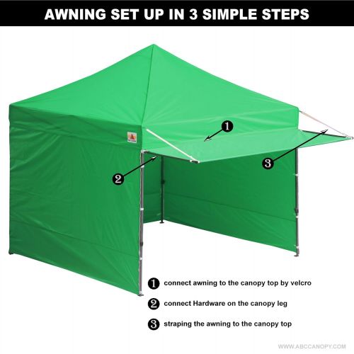  ABCCANOPY 10x10 Pop up Canopy Tent Instant Shelter Commercial Portable Market Canopy with 4 Removable Zipper End Side Walls & Wheeled Bag, Bonus 4 Sand Bags & 23 Square Feet of Awn