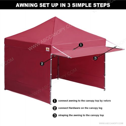  ABCCANOPY 10x10 Pop up Canopy Tent Instant Shelter Commercial Portable Market Canopy with 4 Removable Zipper End Side Walls & Wheeled Bag, Bonus 4 Sand Bags & 23 Square Feet of Awn