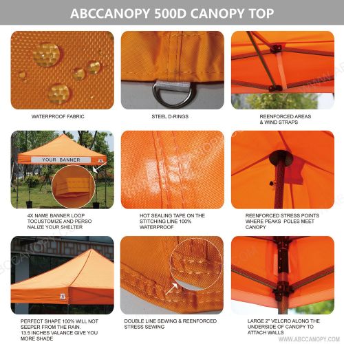  ABCCANOPY 10x10 Pop up Canopy Tent Instant Shelter Commercial Portable Market Canopy with 4 Removable Zipper End Side Walls & Wheeled Bag, Bonus 4 Sand Bags & 23 Square Feet of Awn