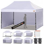 ABCCANOPY 18+ Colors Deluxe 10x15 Pop up Canopy Outdoor Party Tent Commercial Gazebo with Enclosure Walls and Wheeled Carry Bag Bonus 4X Weight Bag and 2X Half Walls (White)