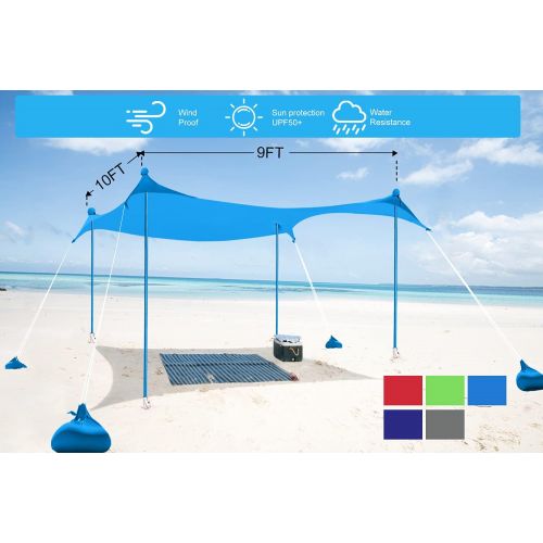  ABCCANOPY Beach Portable Sun Shelter for Beach, Camping Trips (10x9 FT, Sky Blue)