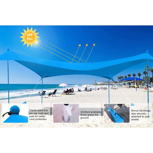  ABCCANOPY Beach Portable Sun Shelter for Beach, Camping Trips (10x9 FT, Sky Blue)