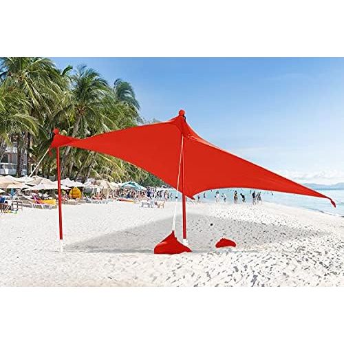  ABCCANOPY Beach Portable Sun Shelter for Beach, Camping Trips (7x7 FT, Red)