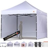 ABCCANOPY 10x10 Ez Pop-up Canopy Tent Gazebo Commercial Market stall with 4 Removable Sidewalls and Roller Bag Bonus 4 Weight Bags and 1 10ft Screen Netting and 1 10ft Half Wall, (