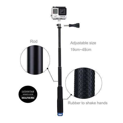  ABCTen Verlangerbarer Selfie-Stick, Aluminium-Stab, fuer GoPro Hero 54Session, 19 bis 49cm