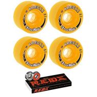 ABEC 11 70mm Stone Ground Freeride Clear Amber Longboard Skateboard Wheels - 81a with Bones Bearings - 8mm Bones Reds Precision Skate Rated Skateboard Bearings (8) Pack - Bundle of