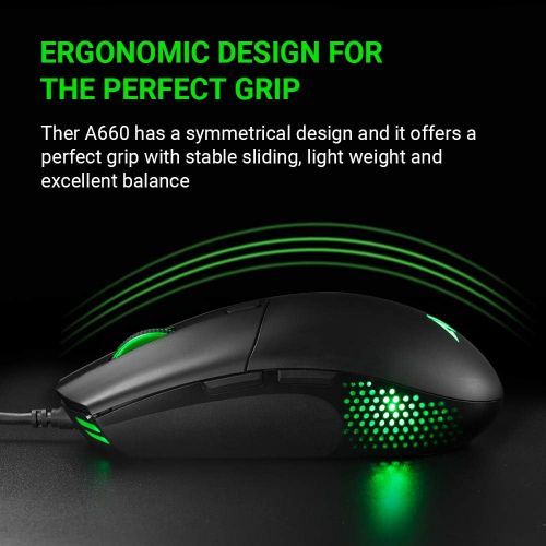  ABKONCORE A660 Gaming Mouse Wired, [10000 DPI] Computer Mice for Laptop with 8 Programmable Buttons, RGB Backlight, Adjustable DPI, Comfortable Grip Mice for Laptop, PC, Mac,Window