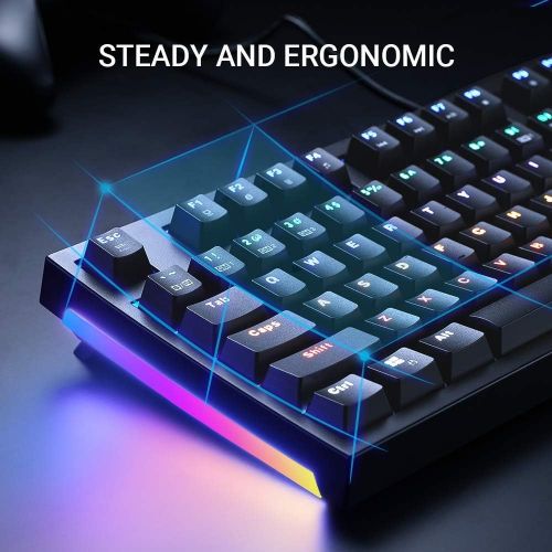  ABKONCORE Gaming Mechanical Keyboard K660, RGB Side LED and Backlit Keyboard USB Wired Computer Keyboard with OUTEMU Blue Switches, 104 Full Key-Rollover, Anti Ghosting Keyboard wi