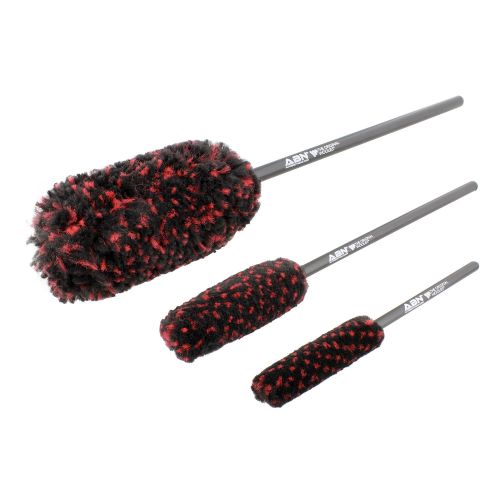  ABN Car Rim Cleaning Wooly Tool Set Wheel Woolies Tire Woolie Brush 3-Piece Kit