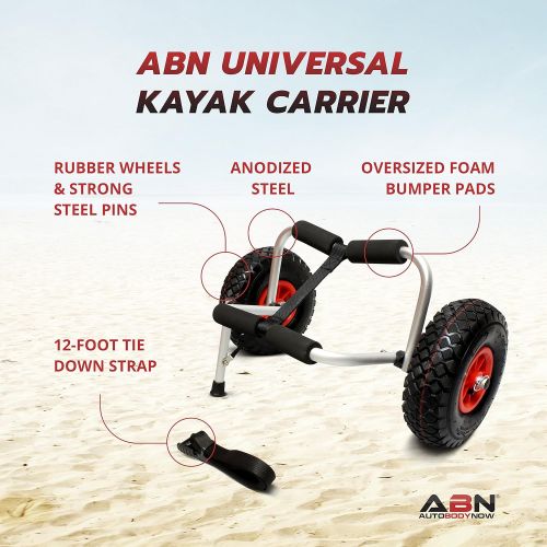 ABN Universal Kayak Carrier  Trolley for Carrying Kayaks, Canoes, Paddleboards, Float Mats, and Jon Boats