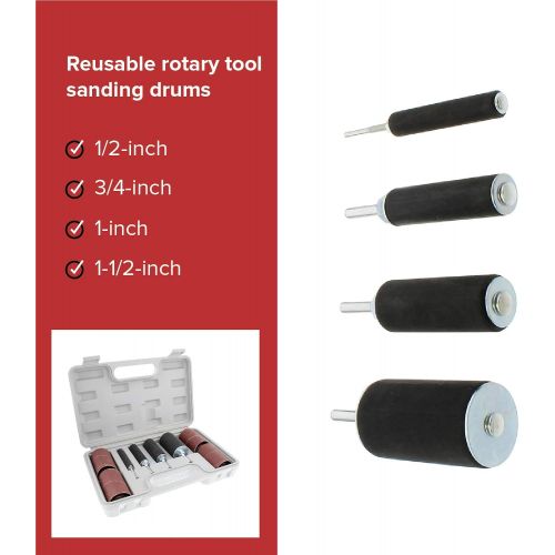  [아마존베스트]ABN Drum Sanding Kit  20Pc Sanding Drum for Electric Drill Press Drum Sander Attachment with Spindle Sander Sleeves