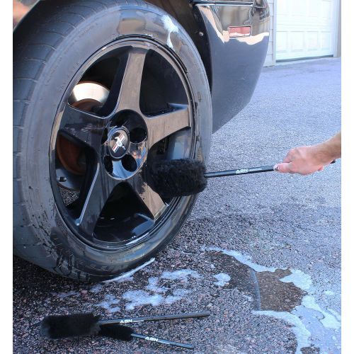  ABN Car Wheel Rim Cleaning 3-Piece Kit  Wheel Woolies Brush Stick Tool  Tire Woolie  Wooly Wand Set (3 Brushes)