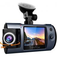 Dash Cam, Trekpow by ABOX HD 1080P Car DVR Dashboard Camera with 180°Rotation for Front or Cabin, 2 LCD, 170°Wide Len, Night Vision, G-Sensor Lock, Loop Recording, Motion Detection