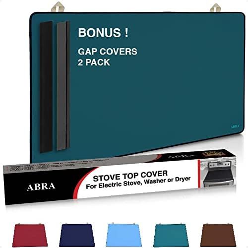  Abra Stove Top Cover for Electric Stove, Washer and Dryer Thick Natural Rubber Glass Top Protector Prevents Scratching Extra Counter Space Bonus 2 Gap Covers (28.5x20.5, Teal)