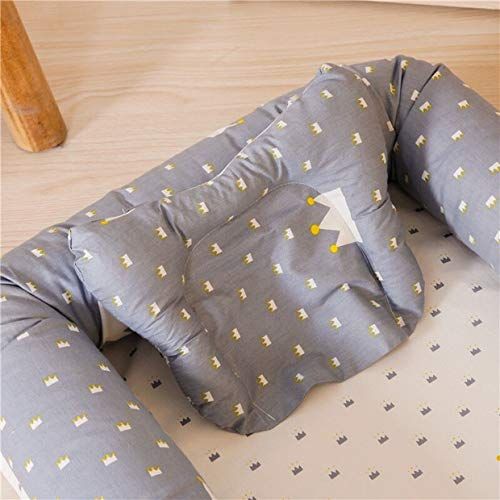  Abreeze Baby Bassinet for Bed - Crown Printed Baby Lounger - Breathable & Hypoallergenic Co-Sleeping Baby Bed - 100% Cotton Portable Crib for Bedroom/Travel