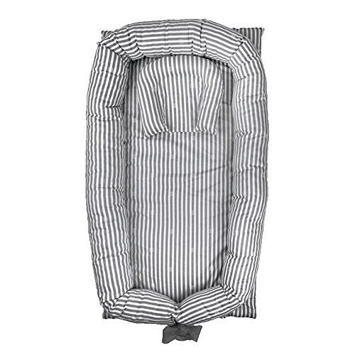  [아마존베스트]Abreeze Baby Bassinet for Bed -Grey Striped Baby Lounger - Breathable & Hypoallergenic Co-Sleeping Baby...