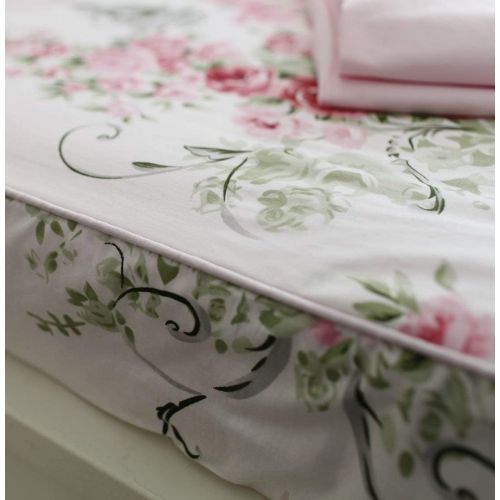  Abreeze King Bed Floral Pink Fitted Sheet Luxury Bedding,Girls Bedding, 4-Piece