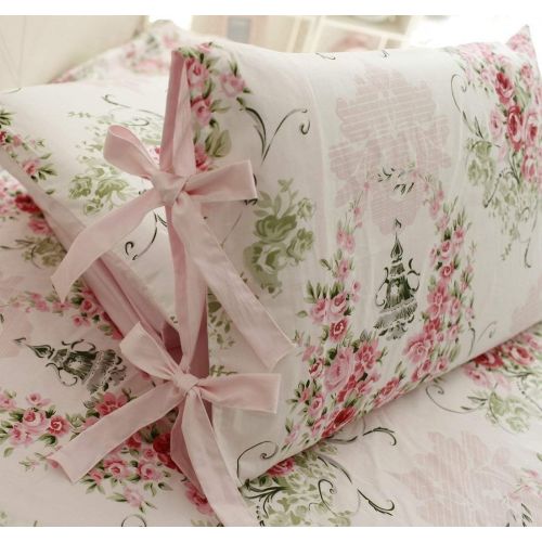  Abreeze King Bed Floral Pink Fitted Sheet Luxury Bedding,Girls Bedding, 4-Piece