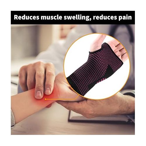  ABYON Wrist Compression Sleeves (Pair) for Carpal Tunnel and Pain Relief Treatment,Wrist Support for Women and Men.Breathable and Sweat-Absorbing carpal tunnel wrist brace