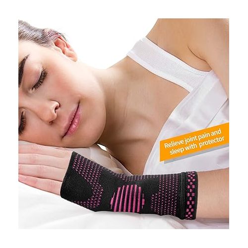  ABYON Wrist Compression Sleeves (Pair) for Carpal Tunnel and Pain Relief Treatment,Wrist Support for Women and Men.Breathable and Sweat-Absorbing carpal tunnel wrist brace