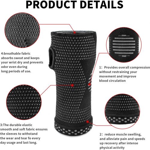  ABYON New Technology Medical Compression Wrist Brace Sleeves (Pair), Carpal Tunnel and Wrist Pain Relief Treatment,Wrist Support for Women and Men -Please Check Sizing Chart