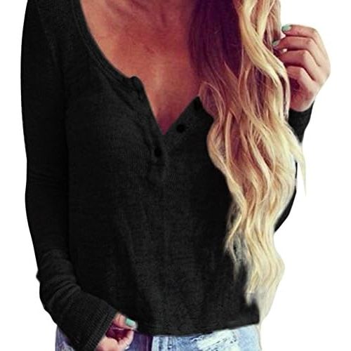  ABsoar Blusen Bluse Damen Strickbluse Sommer Herbst Langarmshirt Sexy Pullover Shirts T-Shirts Langarm Blusen Lassige Tops Oberteile Pulli mit V-Ausschnitt,ABsoar