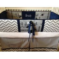 ABusyMother Navy gray sports Baby boy bedding Crib set bumper skirt DEPOSIT Down payment ONLY read details abusymother nursery bedding baby crib set