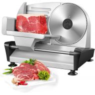 AC Meat Slicer For Home Use - Electric Deli & Food Slicer with Removable 7.5’’ Stainless Steel Blade and 0-15mm Adjustable Thickness for Cheese, Bread, Include Food Pusher & Non-Sl