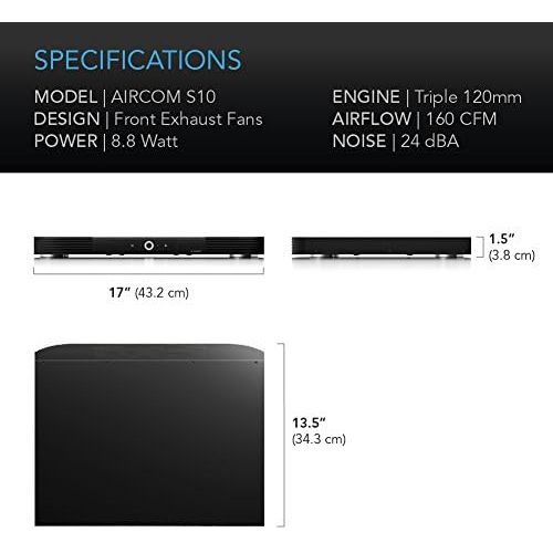  AC Infinity AIRCOM S10?Quiet Fan System 17?(43?cm) for Receiver/Amplifier/DVR AV Cabinet Components