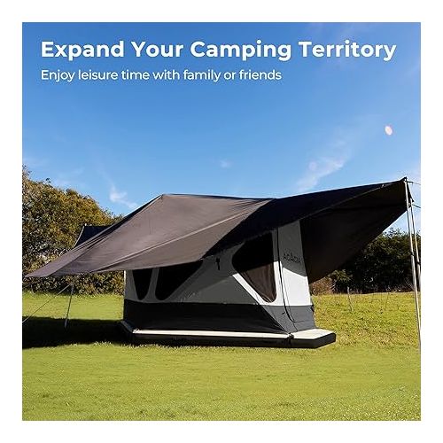  Canopy XL for Space Acacia Camping System, PU2000 Waterproof Camping Tarp for 4 Season Camping, UPF50+ Sunproof Tent Tarp with 4 Telescoping Poles, Carry Bag, Moonstone
