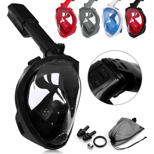  ACALI Faltbare Tauchmaske Vollgesichtsmaske Schnorcheln Maske Set + Tauchflossen und 10L PVC Wasserdicht Dry Bag-180 Grad Sichtfeld f¨¹r Erwachsene, Kinder, Gopro Kamera montieren