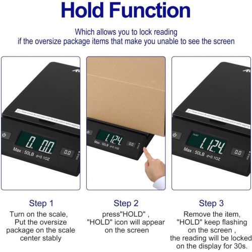  [아마존베스트]Accuteck 50 lb All-in-One Black Digital Shipping Postal Scale with Adapter (W-8250-50B)