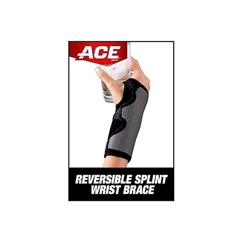  ACE Brand Reversible Wrist Brace, Wrist Support for Sore, Weak and Injured Wrists, Breathable, One Size Fits Most