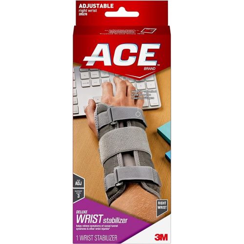  ACE Brand Carpal Tunnel Wrist Stabilizer, Wrist Support for Carpal Tunnel, Adjustable Wrist Brace with Memory Foam Palm, One Size Fits Most