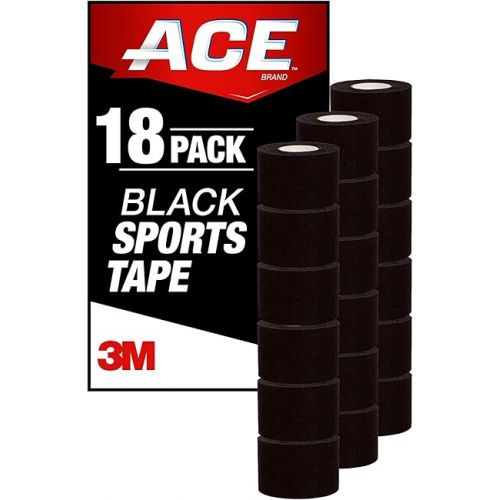  Ace Brand Sports Tape, Black, 1.5 Inch X 10 Yard, 18.10 Pound, 289.6 Ounce (Pack of 18)