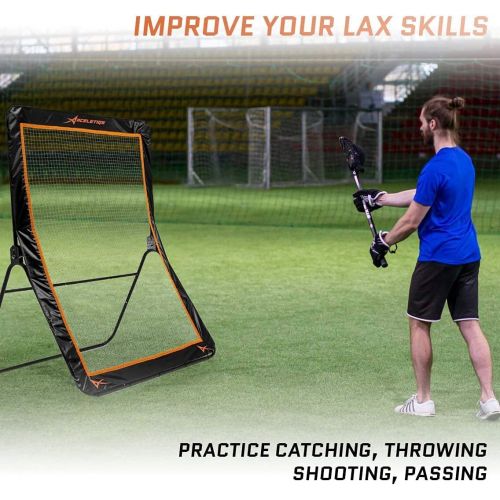  ACELETIQS Lacrosse Rebounder for Backyard 5x7 Feet Baseball Rebounder Practice Net Screen- Pitchback, Throwback, Bounce Back Training Wall Portable [Carry Bag Included]