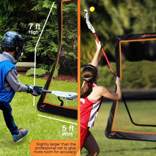  ACELETIQS Lacrosse Rebounder for Backyard 5x7 Feet Baseball Rebounder Practice Net Screen- Pitchback, Throwback, Bounce Back Training Wall Portable [Carry Bag Included]