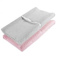 Changing Pad Cover, AceMommy Ultra Soft Minky Dots Plush Changing Table Covers Breathable Changing Table Sheets Wipeable Diaper Changing Pad Cover for Infants Baby Boy Pink/Grey (2