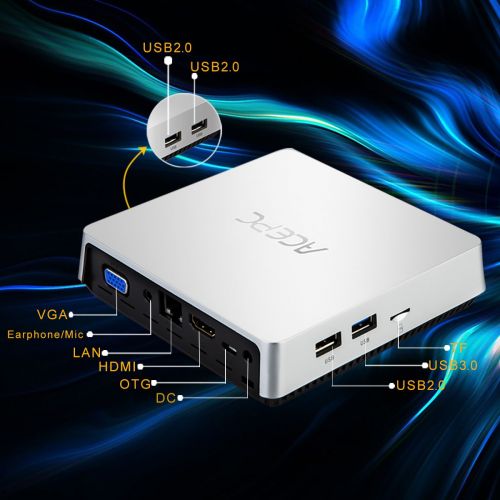  Mini PC ACEPC T11 Fanless Mini Desktop Computer Windows 10 64-bit Intel Atom x5-Z8350 Processor up to 1.92 GHz,4GB32GB,Support Dual Band WiFiBT 4.0Dual Output - HDMIVGA4K HD,S