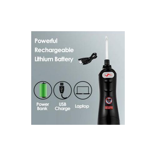  ACEVIVI Water flosser Oral Irrigator for Teeth with 4 Jet tips Cordless Rechargeable Portable Power Dental Flosser 180ml, Black