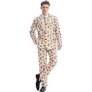 ACH Halloween Suit for Men Party Costume Adult in Different Prints 3PCS Ugly Funny Men’s Jacket Outfit Cosplay with Tie Pants