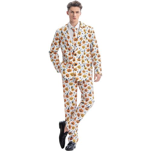  할로윈 용품ACH Halloween Suit for Men Party Costume Adult in Different Prints 3PCS Ugly Funny Men’s Jacket Outfit Cosplay with Tie Pants