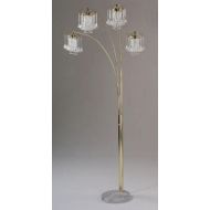 ACME Arc Floor Lamp with Crystalline and Marble Base in Gold Finish