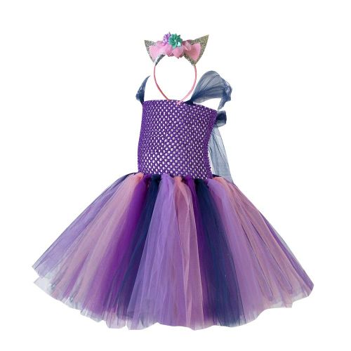  ACOGNA Girls Princess Dress Pageant Elegant Layered Tulle Anna Princess Costume with Unicorn Headband