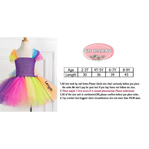  ACOGNA Girls Princess Dress Pageant Rainbow Layered Tulle Costume Outfit Party Dress, 8Y-9Y