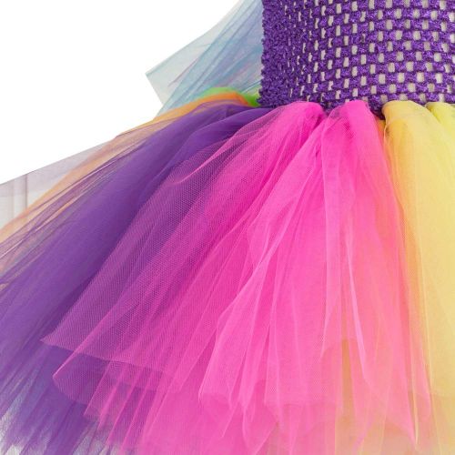  ACOGNA Girls Princess Dress Pageant Rainbow Layered Tulle Costume Outfit Party Dress, 8Y-9Y